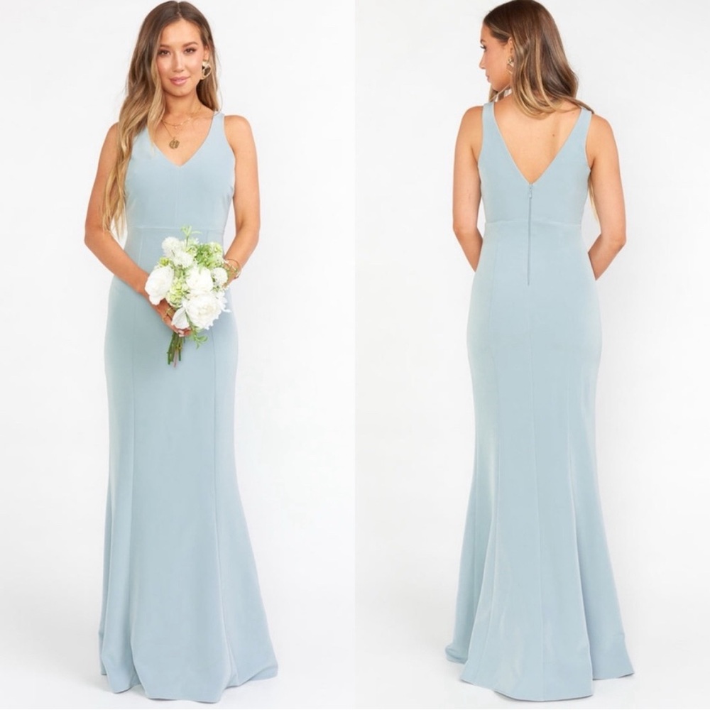 NWT Show Me Your MuMu Morgan gown in Silver Sage